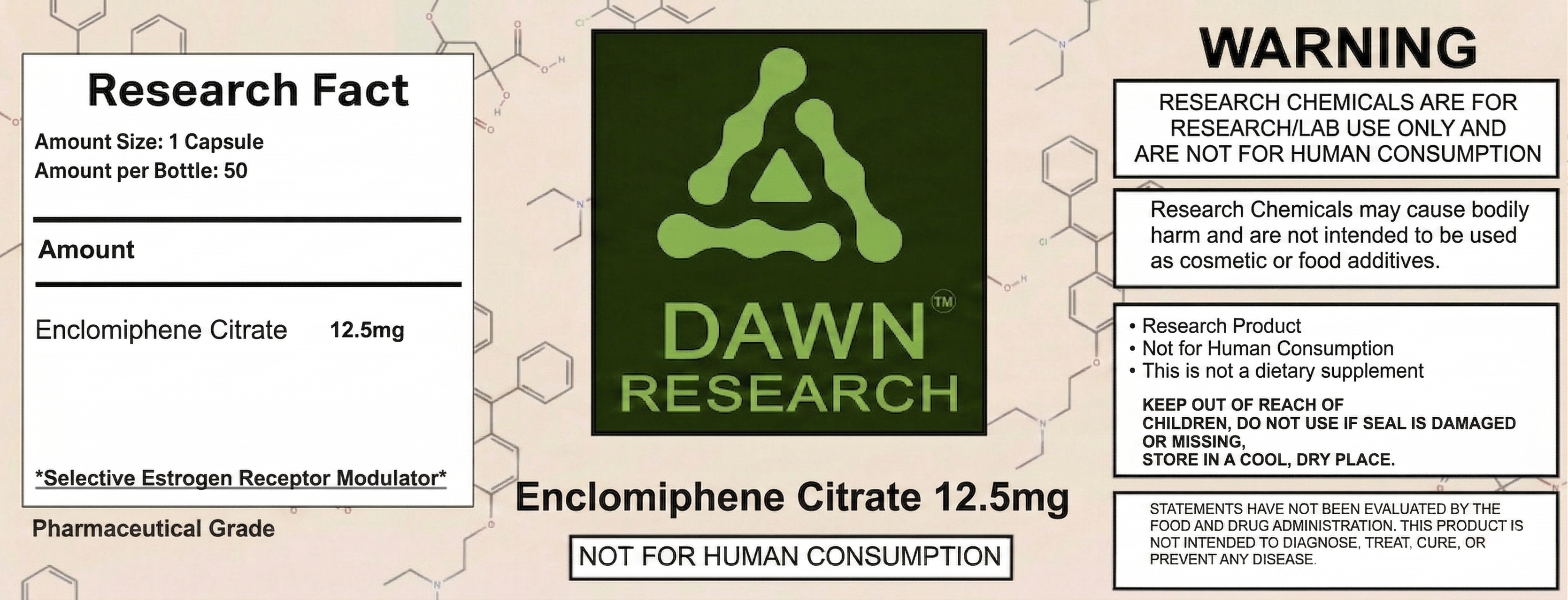 Enclomiphene Citrate 12.5mg 50 Count Dawn Research