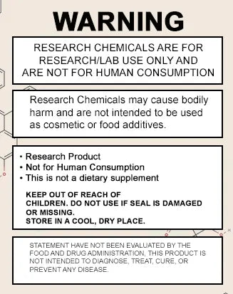 Research chemicals warning label, not for human consumption, for lab use only